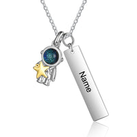 Astronaut Moon and Star Couple Necklace