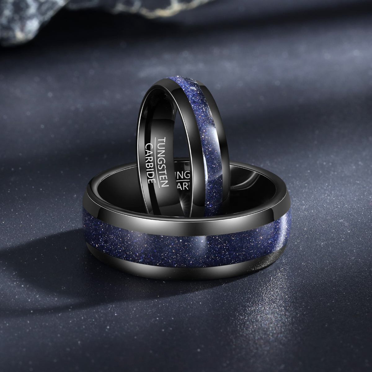 Engraved Black Tungsten Couple Ring