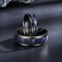 Engraved Black Tungsten Couple Ring
