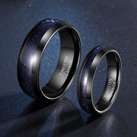 Engraved Black Tungsten Couple Ring