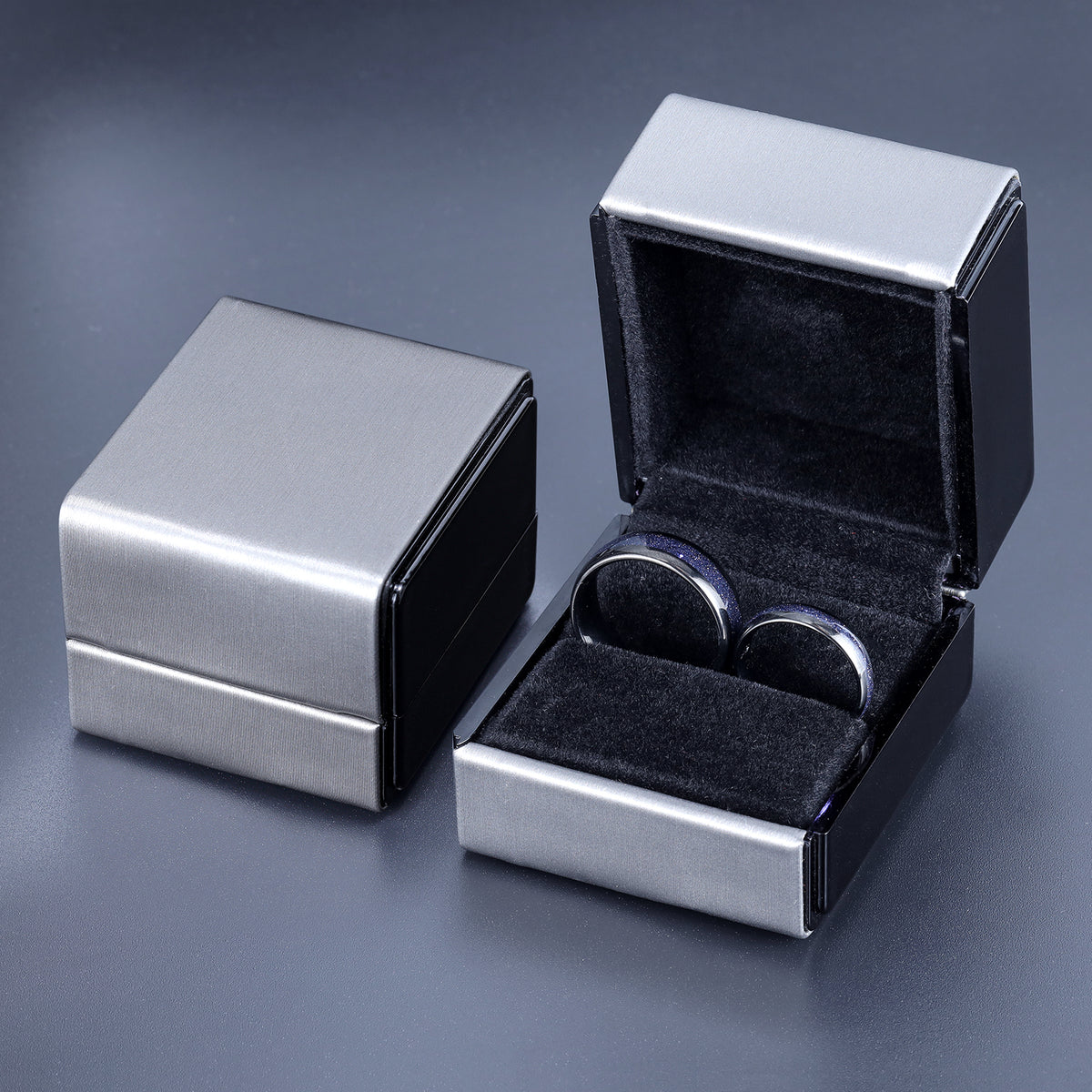 Engraved Black Tungsten Couple Ring