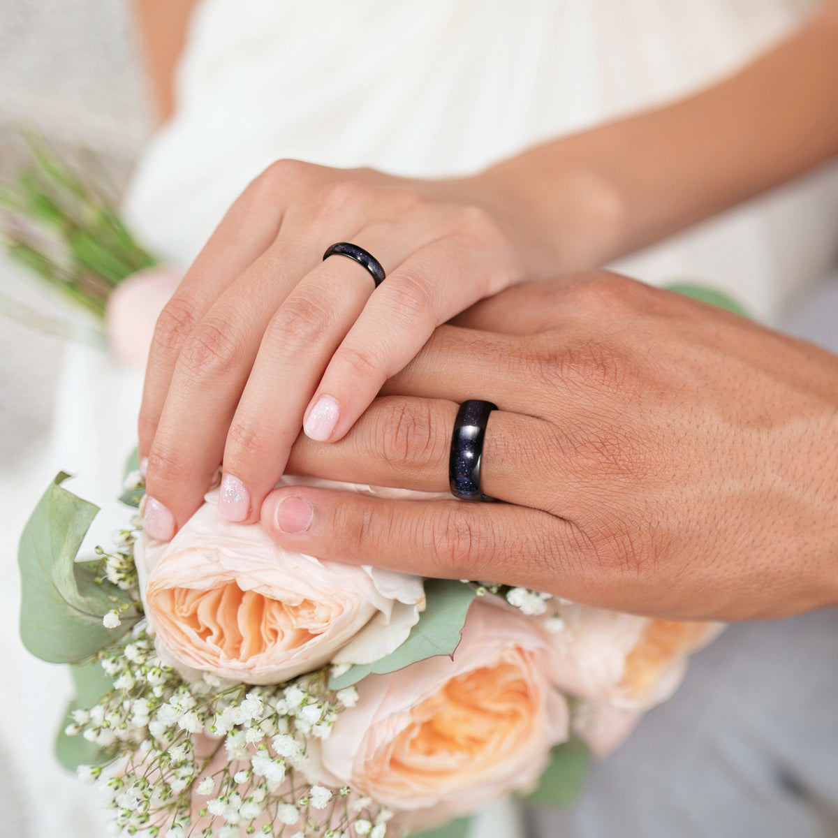 Engraved Black Tungsten Couple Ring