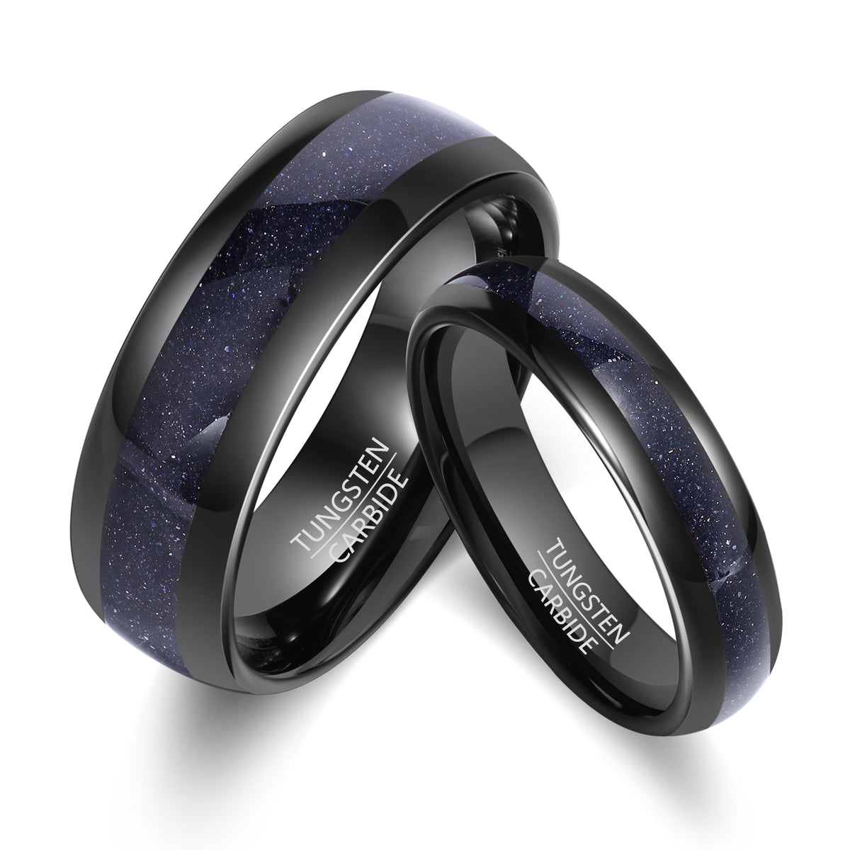 Engraved Black Tungsten Couple Ring