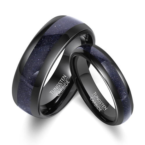 Engraved Black Tungsten Couple Ring