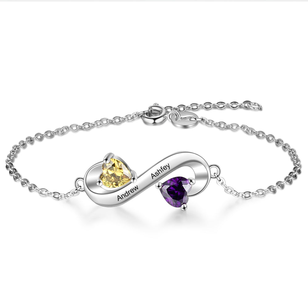Sterling Silver Infinity Birthstone Bracelet