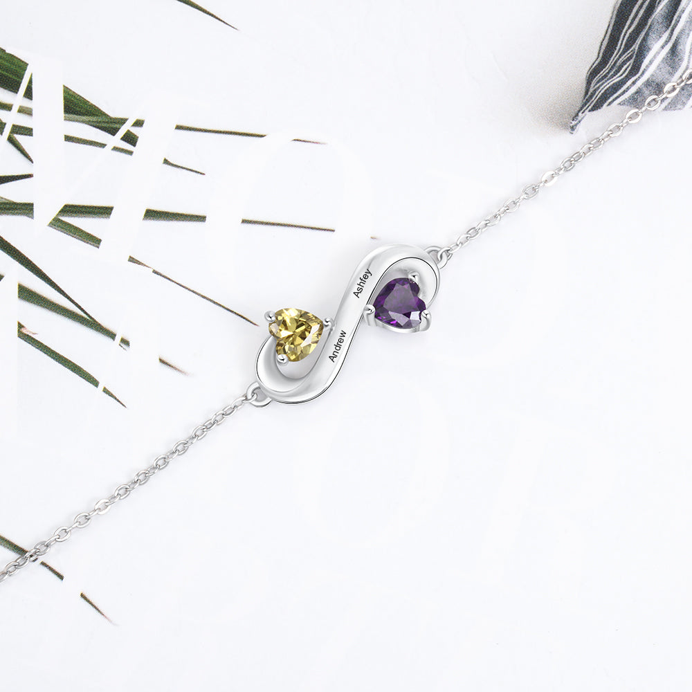 Sterling Silver Infinity Birthstone Bracelet