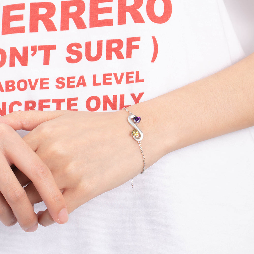 Sterling Silver Infinity Birthstone Bracelet