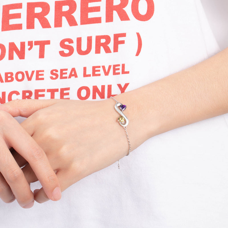 Sterling Silver Infinity Birthstone Bracelet