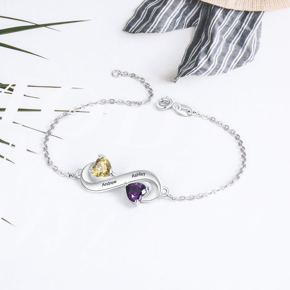 Sterling Silver Infinity Birthstone Bracelet