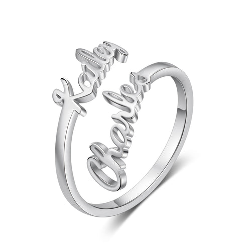 Adjustable Two Name Wire Ring