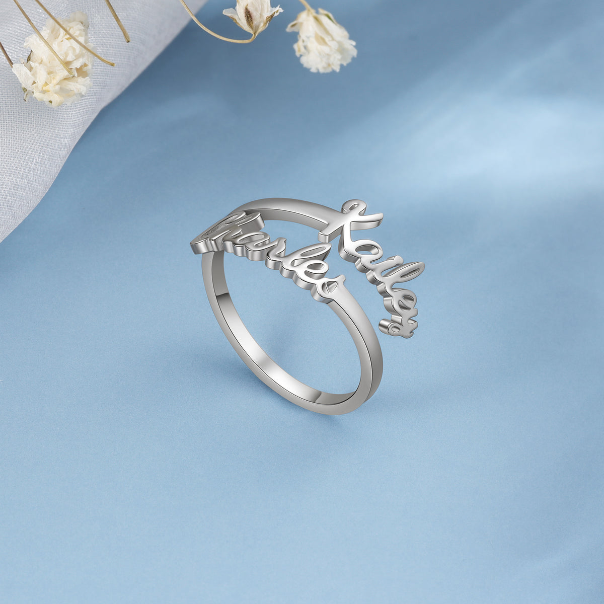 Adjustable Two Name Wire Ring