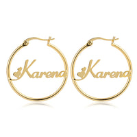 Name Hoop Earrings with Heart