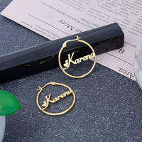 Name Hoop Earrings with Heart
