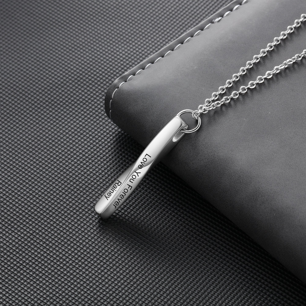 Engraved Twisted Bar Necklace
