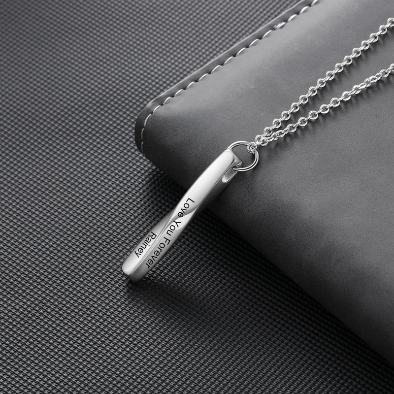 Engraved Twisted Bar Necklace