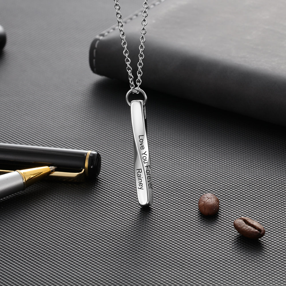 Engraved Twisted Bar Necklace