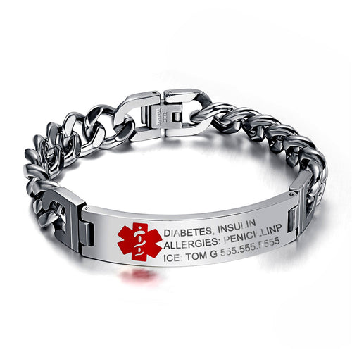 Men's Curb Chain Medical ID Bracelet