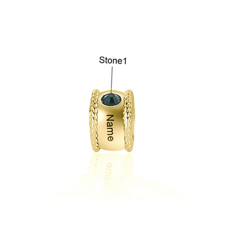Engraved Name Birthstone Charm Bead