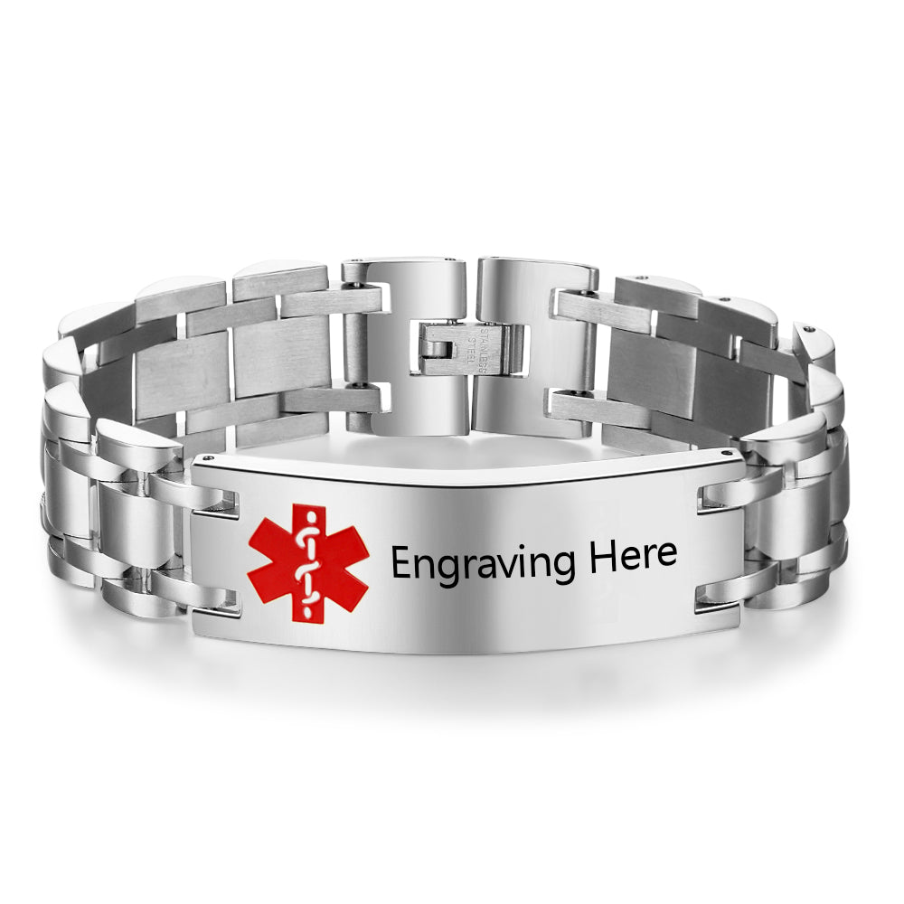 Men's Link Band Medical ID Bracelet