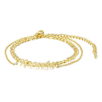 Layered Name Anklet with Figaro Chain