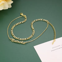 Layered Name Anklet with Figaro Chain