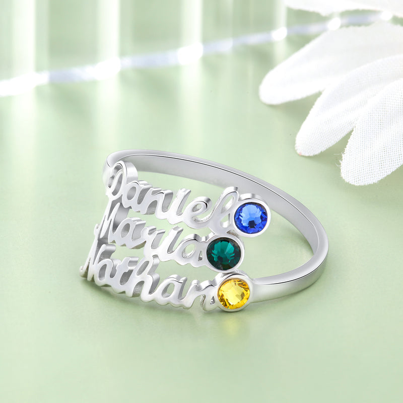 Custom Three Names Ring