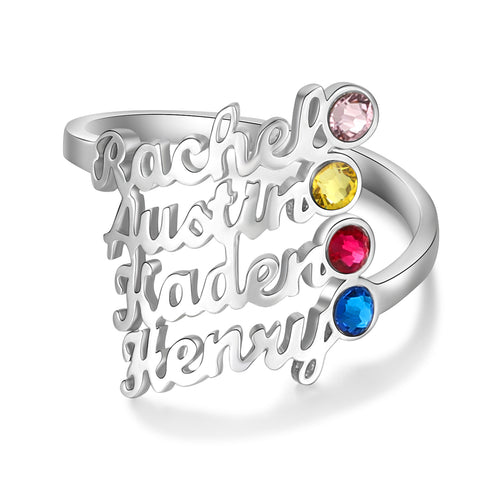 Custom Four Names Ring