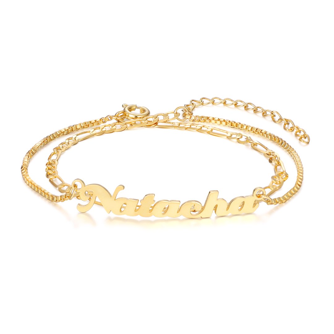 Double Layer Name Anklet