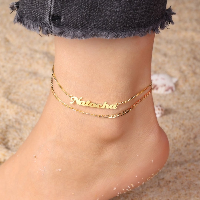 Double Layer Name Anklet