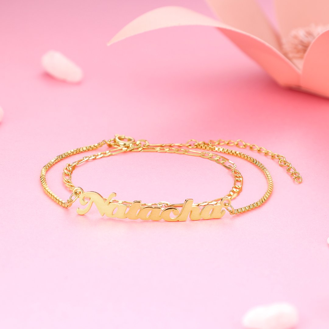 Double Layer Name Anklet