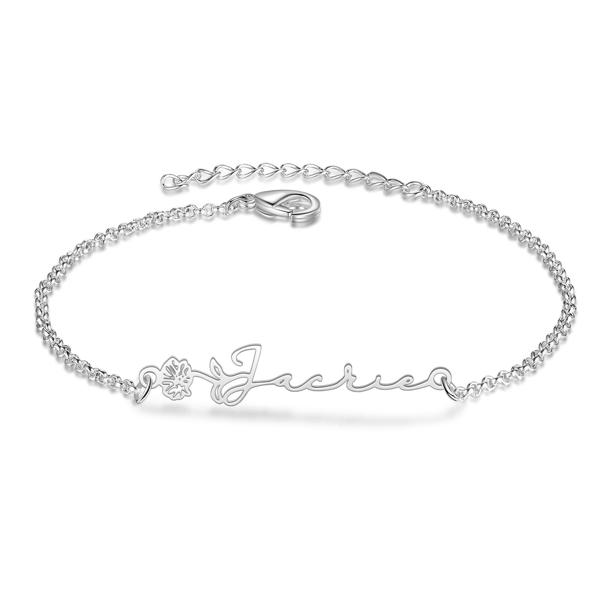 Birth Flower Name Chain Bracelet