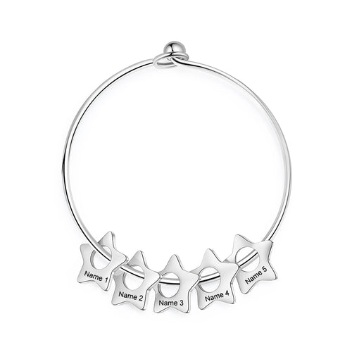 Engraved Star Charm Family Bangle