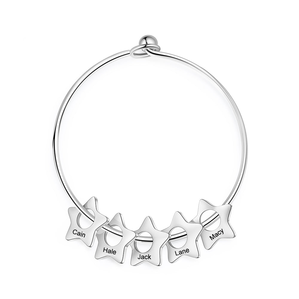 Engraved Star Charm Family Bangle