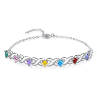 Infinity Link Heart Birthstone Name Bracelet