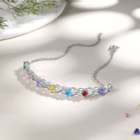 Infinity Link Heart Birthstone Name Bracelet