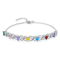 Infinity Link Heart Birthstone Name Bracelet