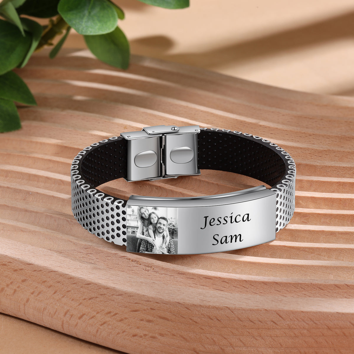 Men's Photo Name Mesh Bracelet