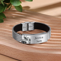 Men's Photo Name Mesh Bracelet