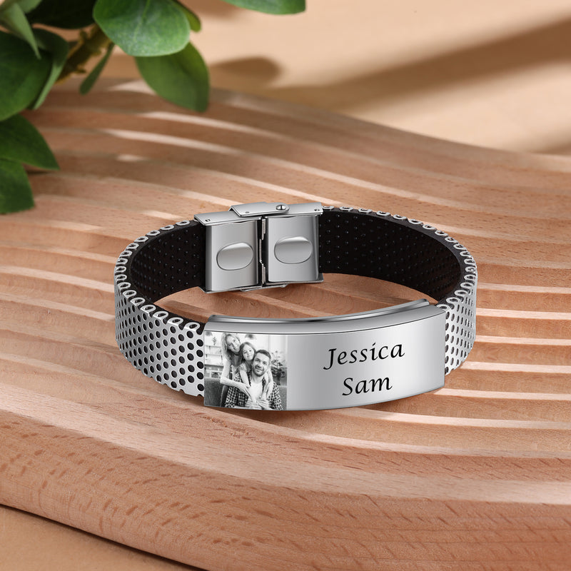 Men's Photo Name Mesh Bracelet