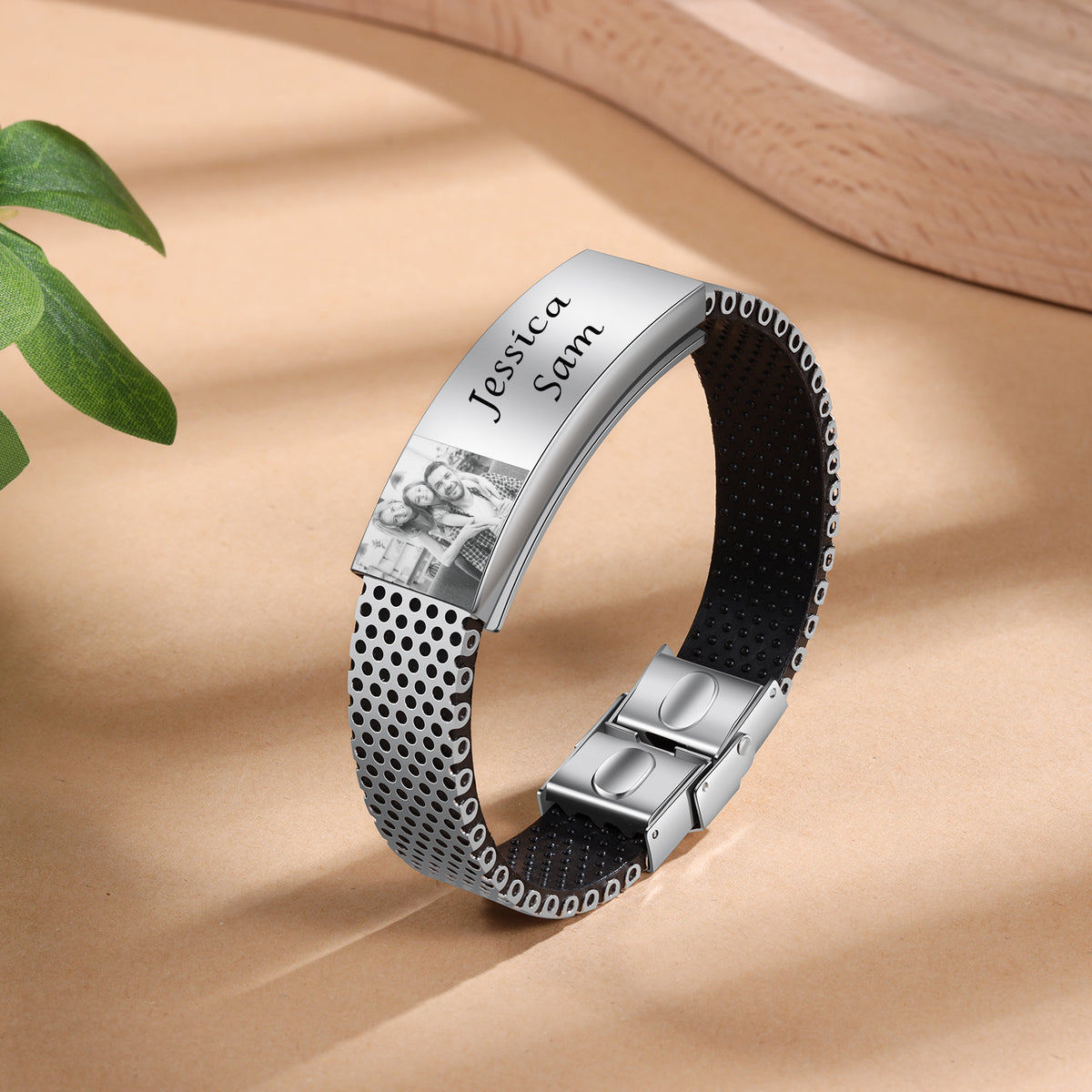 Men's Photo Name Mesh Bracelet