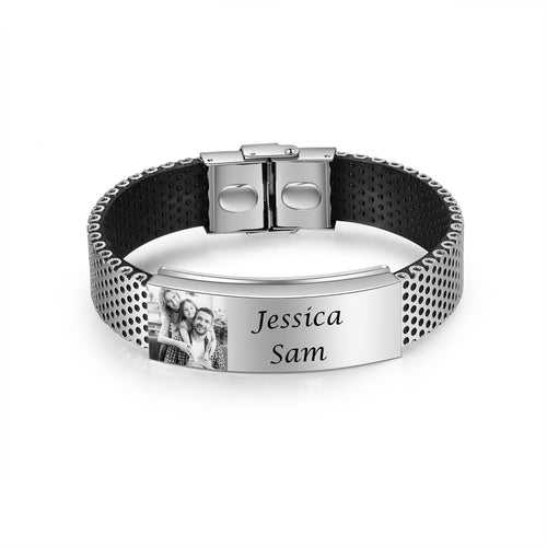 Men's Photo Name Mesh Bracelet