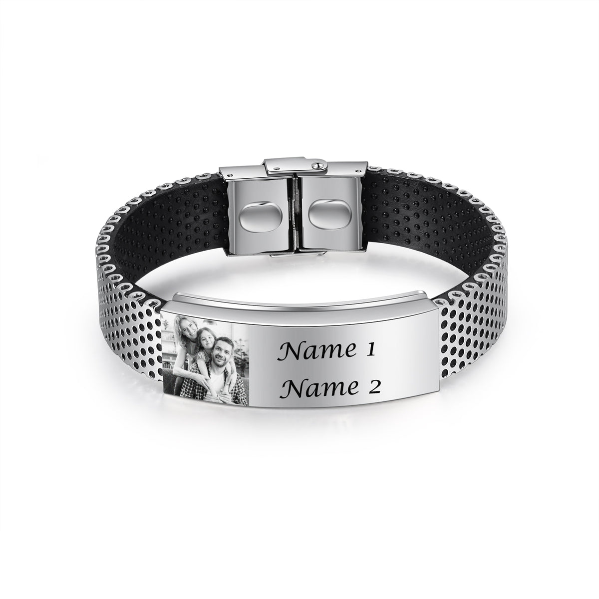 Men's Photo Name Mesh Bracelet