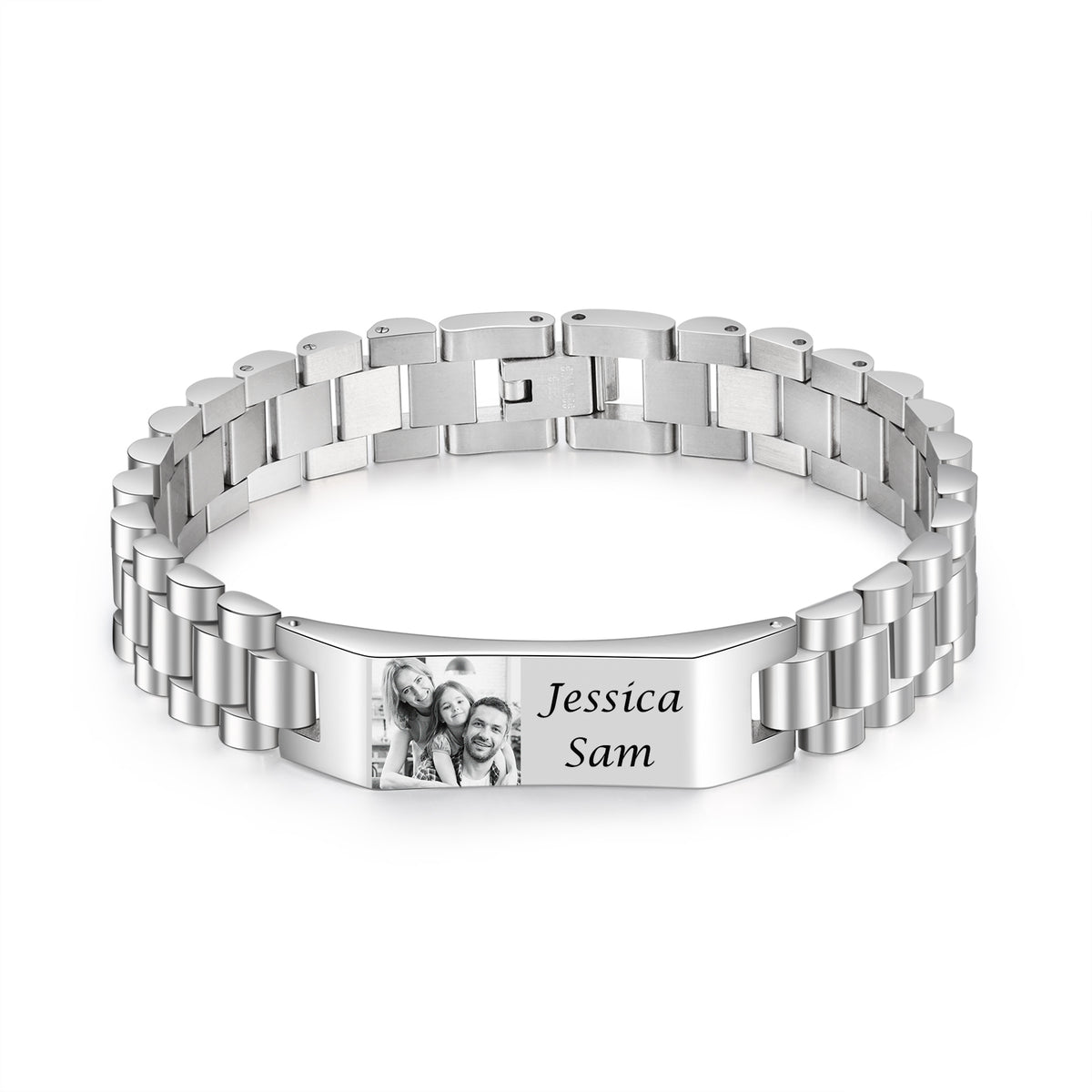 Men's Photo Name Link Bracelet