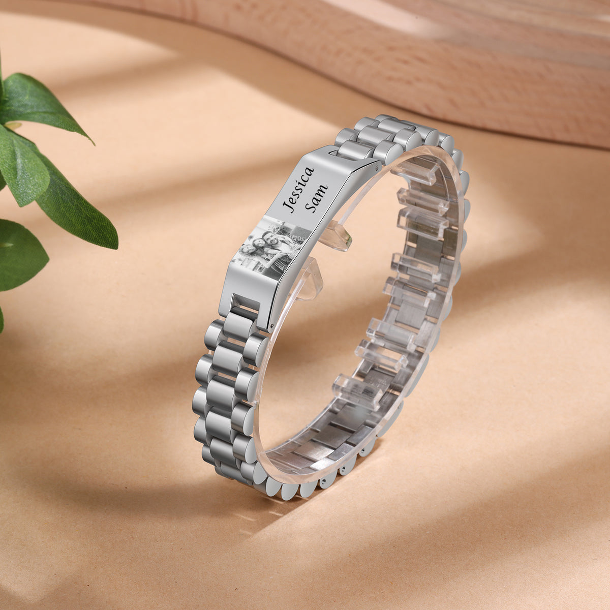 Men's Photo Name Link Bracelet