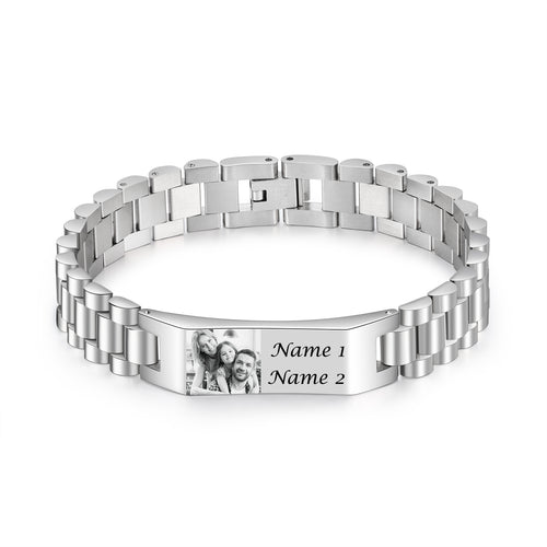 Men's Photo Name Link Bracelet