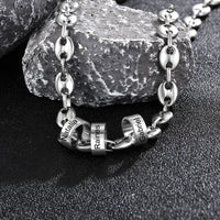 Men's Engraved Bead Mariner Chain Necklace