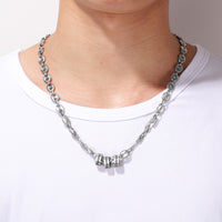 Men's Engraved Bead Mariner Chain Necklace