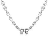 Men's Engraved Bead Mariner Chain Necklace