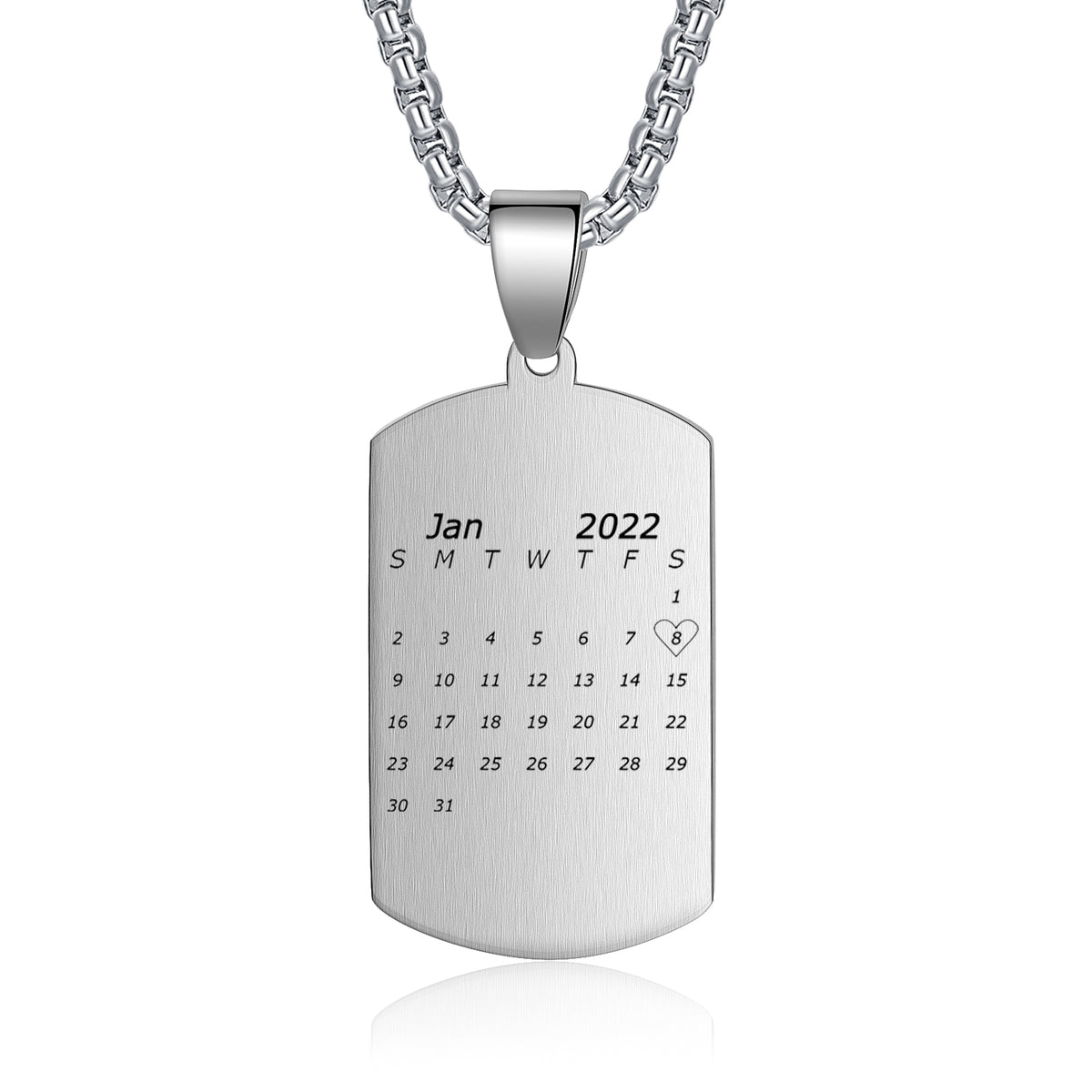 Men's Engraved Brown Plaid Dog Tag Necklace