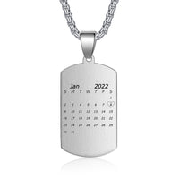 Men's Engraved Brown Plaid Dog Tag Necklace